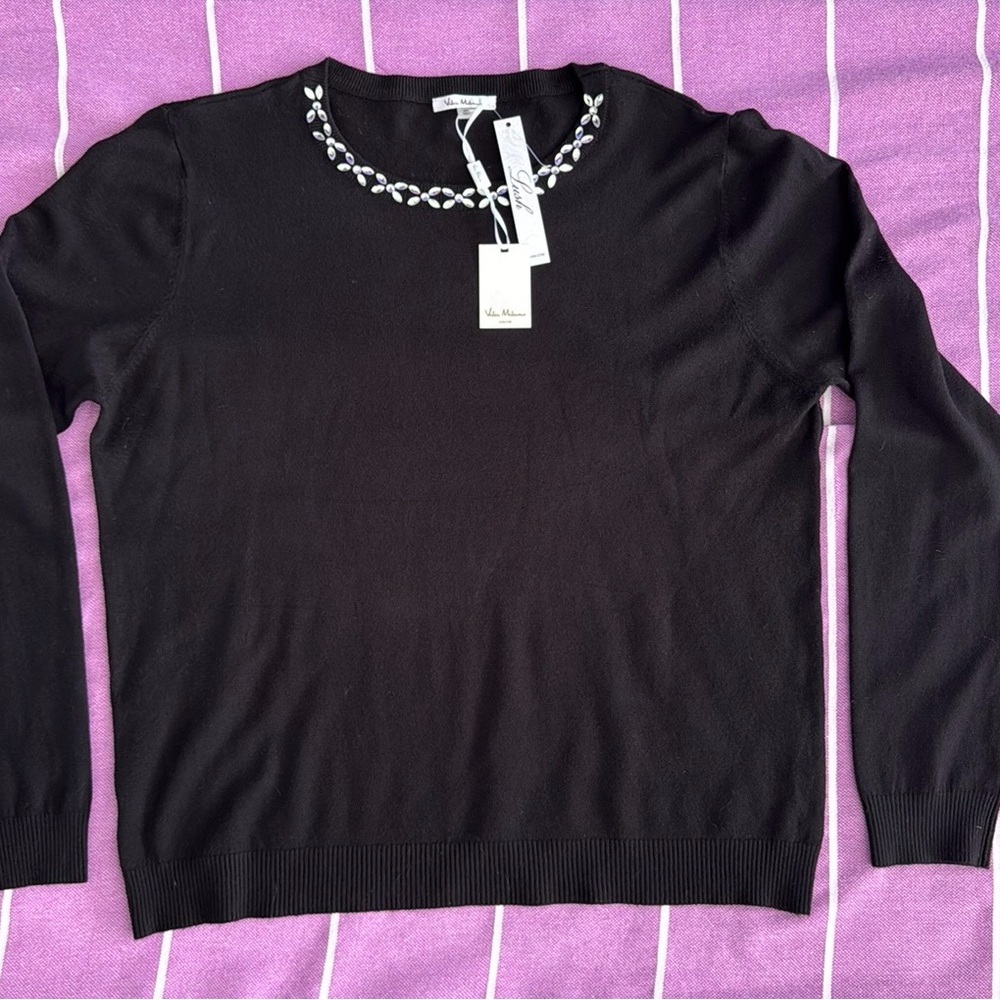 Vila Milano, embellished, black sweater, XL, new with tags